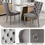 SSLine Faux Stone Round Dining Table Set for 4 w/Velvet Chair,Mars Pattern