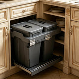 Under Sink Trash Can - Double-Bin Pull-Out Design, Damped & Concealed, Removable Inner Bins for Easy Sorting, Ideal for Home & Commercial Cabinet Use (18.03" x 10.23" x 19.48")