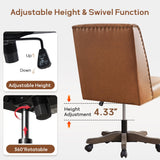 Upholstered Armless Office Chair Faux Leather Swivel Home Desk Office Chair