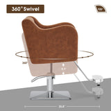 BarberPub Classic Salon Chair for Hair Stylist,Hydraulic Barber Styling Chair,Beauty Salon Spa Equipment 3802 (Brown)