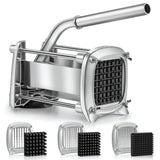 Sopito Professional Stainless Steel French Fry Cutter, 3 Blades (1/2", 3/8", 1/4") for Potatoes, Carrots, Apples, Commercial & Home Use
