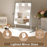 Hansong Vanity Mirror with Lights Lighted Makeup Mirror with 9 LED Bulbs Plug in Light Up Makeup Mirror with Lights 360 Rotation with 10x Magnifying Mirror Tabletop