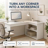 WOOOFA L Shaped Desk with Storage, Corner Computer Desk with Open Shelves