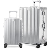ALPHA CAMP 2 Piece Luggage Sets with Aluminum Frame (20/28 Inch,Silver)