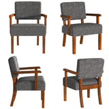 FAGAGA Accent Chairs Set of 2, 2 Solid Wood Armchairs with Side Table