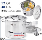 ARC 52QT Steaming Kit, 55,000BTU Portable Propane Burner, SS Steamer Pot w/Easy-fill Water Spout, Divider and Steamer Rack, Seafood Crab-Vegetable-Vaporeras para Tamale Steaming, Outdoor Cooking