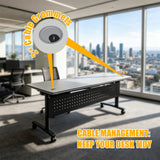 Folding Conference Table, Modular Conference Tables with Silent Wheels and 2 Cable