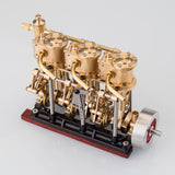 MechPuConToy Engine Model Kit That Works, Vertical Three-cylinder Reciprocating Steam Engine Model with Oil Cup Support Forward and Reverse Rotation for 80-120CM Steam Model Ship (Boiler Not Included)