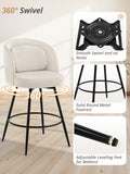 LUE BONA 26''H Swivel Bar Stools Set of 4, Counter Height Bar Stools with Backs, Lumbar Pillow and Black Metal Frames, Upholstered Modern Barstools for Kitchen Island, Linen Farbic, Linen Color
