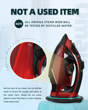OMAIGA Cordless Iron for Clothes, 1500W Wireless Steam Iron with Ceramic Soleplate, 360 Degree Power Base, Auto Shut Off, Self-Clean, Anti-Calc, 3 Temperature Settings, 11.84oz Water Tank, Red