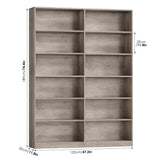 Bookshelf and Bookcase, 6-Tier Double Wide Bookshelves, Freestanding Display Storage Shelves