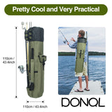 DONQL Fishing Rod Bags - Outdoor Pole Holders, Multifunction Camping Portable Canvas Backpack Case - Fish Rod Storage Bag Holding 5 Poles & Tackles (Dark Green)
