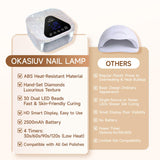 Okasiuv UV LED Nail Lamp with UV Gloves,Magnetic Metal Mirror Base Cordless Nail Dryer, Gel Polish Curing Light with 4 Timers,Touch Control Display,Auto Sensor for Professional Salon & Home