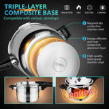 6QT Stainless Steel Pressure Cooker, Heavy Duty Food Grade 304 Pressure Canner with Safety Valve & Heat-Resistant Handle, Compatible with All Stovetops for Home Cooking & Canning