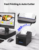 vretti Thermal Receipt Printer, 3'1/8 80mm Direct Thermal Printer with USB Serial LAN Port - Kitchen POS Printer