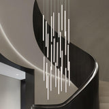 BESTWEST 118" Modern LED Chandelier, 25-Lights Dimmable High Ceiling Large Hanging Lighting Fixture for Loft Villa Living Room Stairs Foyer (Black, 25-Lights 19.7in)