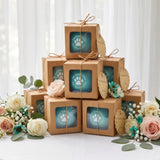 NIUBNKJ 50 Pack Light Blue Tennis Balls Wedding Favors for Dog Lovers, 2.5 Inch, Fur Ever Love Paw Print, Includes Individual Boxes, Cards and Twine