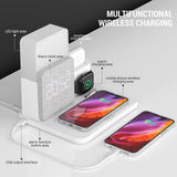Wireless Charging Station, iPhone 3 in 1 Fast 15W Wireless Charger with Alarm Clock and Night Light, Charging Dock for iPhone 12/13/14/15/16/17 Pro/Pro Max, Samsung, AirPods