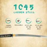 Hand Forged Folded Steel Tomoe Crest Wakizashi, Full Tang Sword