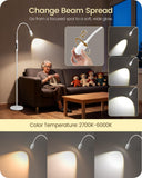 GOEBLESON Reading Floor Lamp, 74.2" Tall LED Lamp, with 360° Flexible Gooseneck & Touch & Remote Control, Ajustable Color & Beam, Crafts Standing Lamp, for Reading, Task Craft, Living, White WW16LD05