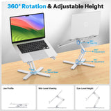 OMOTON LA10 360° Rotating Laptop Stand Riser Foldable for Desk, Silver