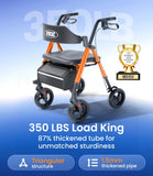 VOCIC Walkers for Seniors, Z21 Rollator Walker with Seat Supports 350lb, 8" Big Wheels for All Terrain, Ergonomic Arc Seat & 6" Ultra Backrest Foldable Walker, Dual Height Adjustment, Lightweight 2025