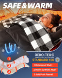 MEREZA Flannel Double Sleeping Bag for Adults Cold Weather, XL Queen Size Sleeping Bag for All Season 2 Person Big and Tall Sleeping Bags for Camping 0 Degree with Pillow