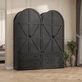 Gyfimoie Black Armoire Wardrobe Closet with 2 Drawers, 74.8" Wooden Wardrobe with 2 Doors, Freestanding Closet Armoire Cabinet with Hanging Rack, Clothing Storage Cabinet for Bedroom (Black)