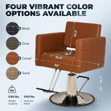 Buy-Rite Icon Styling Chair in Camel for Professional Salons & Barbershops, Extra Wide Seat, Quilted Design, Hydraulic Pump, Tufted Back, Easy-Clean Vinyl, Durable Steel Frame, YLG-192-CAM