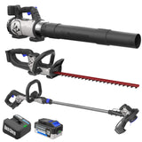 Westinghouse 20V Cordless Leaf Blower, 350 CFM, 110 MPH + 22" Cordless Hedge Trimmer, Dual-Action Steel Blades + 2-in-1