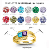 Oseew 18k white gold mothers ring mothers rings with 2 birthstones Customized 14k White gold 2 birthstone rings Personalized 10k White gold 2 birthstone rings