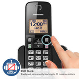 Expandable Cordless Phone System with Amber Backlit Display – 2 Handsets – KX-TGC352B (Black) Panasonic