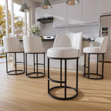 Ollega 26" White Counter Height Bar Stools Set of 4, Anti-Pinch Swivel