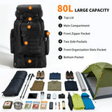 Triforde Hiking Backpack Tactical Backpack for Men Women, 80L Military Backpack Rucksack Waterproof Large Travel Camping Backpack for Men, Molle Rucksack Outdoor Sport Travel Cycling Daypack (Black)