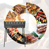 Charcoal Grill for 8 Skewers - Portable Barbecue 16.9"×11.8"×23.6" Kabob Camp Grills - Foldable Metal Mangal - Kebab Shish - BBQ for EDC Picnic Outdoor Cooking Camping Hiking (Skewers Not Included)