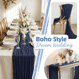 6 Pack Navy Blue Cheesecloth Table Runner 17x108 Inch 9FT Semi Sheer Boho Gauze Table Runners for Wedding Baby Shower Birthday Party Home Bridal Shower Event Decor