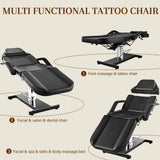 KIIUMI Facial Tattoo Chair for Client, Hydraulic Esthetician Lash Bed with Rolling Stool, 360° Swivel Adjustable Headrest Tattoo Artist Massage Table Beauty Salon Spa Equipment, Black