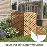 Outdoor AC Fence Screen, 3 Panel Solid Wood Privacy Fence 32 x 38 Inch