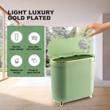 Trash Can with Lid 3.2 Gallon Narrow Trash Can Small Plastic Trash Bin 12 Liter with Press Type Lid for Bedroom Bathroom
