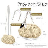tutuebobe Summer Straw Bag Clutch Purses for Women, Beach Woven Straw Crossbody Handbags with Pearl Chain, Dumpling Wicker Purse (white)