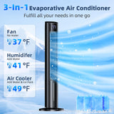 CENSTECH 44" Windowless Portable Air Conditioners w/4 Modes & 3 Speeds,12H Timer, 4L Tank for 24H Cooling Evaporative Air Cooler, 4 Ice Packs,17Ft Remote, 120° Oscillating Swamp Cooler Air Conditioner