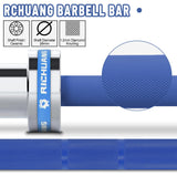 RICHUANG 7ft Olympic Barbell, Weightlifting Barbell 28mm 45lb - 500/700/1000lbs Capacity with Smooth Spinning Sleeves, Olympic Bar Fits 2" Plates, for Snatch Clean Jerk - Home Gym Training (Silver-Blue-500LBS)