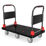 Heavy-Duty Platform Truck Cart with 2 Handrails and 6 of 6" Wheels 2200lbs Capacity Foldable Push Cart Dolly Large