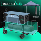 400L Large Capacity Folding Double Decker Wagon with Brakes, 50" Extra Long Extender Cart, 500lbs Heavy Duty Collapsible Wagons. Blue