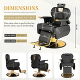 EITPETPORT Barber Chair for Barbershop, Heavy Duty All-Purpose Reclining Salon Chairs for Hair Stylist, Hydraulic Salon Styling Chair for Beauty Spa Shampoo Tattoo Chair Equipment, Modern Black Gold