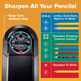 Bostitch Office SuperPro Glow Electric Pencil Sharpener, Sharpens Standard & Colored Pencils, Heavy Duty Commercial Classroom, Replaceable Cutter Cartridge System, 6-Hole, Silver/Black