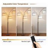 Fansdrick 3 Light Arc Floor Lamps for Living Room, 2400LM Super Bright Floor Lamp with Remote Control, 80" Tall Floor Lamps with Stepless Dimmable, Mid Century Tree Floor Lamp for Bedroom, Office