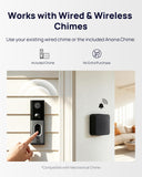 Anona 3K Dual Cam Video Doorbell Camera Wireless No Subscription with Chime