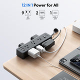 NTONPOWER Desk Clamp Power Strip 10 FT, 20W USB C Fast Charging Station