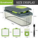 Ourokhome Vegetable Chopper Cutter with Container, Manual Hand Food Veggie Dicer with 2 Chopping Blades for Potato Strips (2 in 1, Gray)